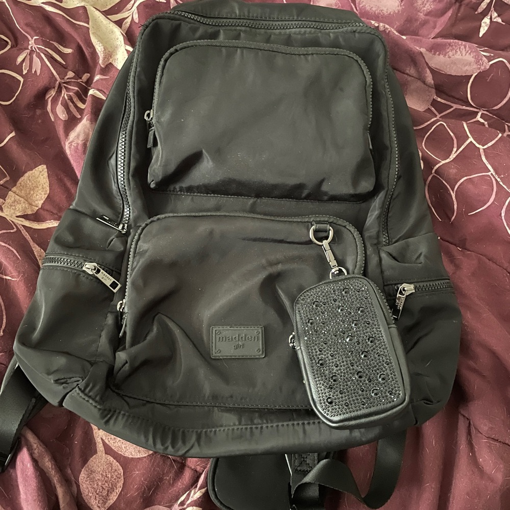 Madden Girl Black Backpack Laptop Sleeve Travel Mini Pouches